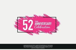 52 anno anniversario celebrazione vettore rosa design nel nero telaio su bianca sfondo astratto illustrazione logo