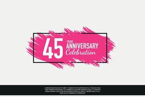 45 anno anniversario celebrazione vettore rosa design nel nero telaio su bianca sfondo astratto illustrazione logo