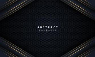 freccia astratta linea oro sul nero con maglia esagonale design moderno lusso tecnologia futuristica sfondo illustrazione vettoriale. vettore