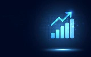 futuristico alza la freccia con il grafico a barre grafico trasformazione digitale sfondo astratto tecnologia. big data e crescita del business stock di valuta e concetto di quota di mercato dell'economia di investimento. vettore