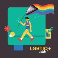 lgtbq orgoglio - persona e bandiera sfondo design vettore