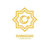 Ramadan mezzaluna Luna cartello magro linea icona emblema concetto. vettore