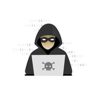 anonimo penale pirata informatica sicurezza attacco su binario codice sfondo. Rete, Internet. vettore illustrazione.