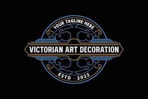 Vintage ▾ retrò arte deco ornamento confine telaio reale distintivo emblema francobollo etichetta logo design vettore
