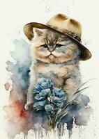 carino angora gatto acquerello arte vettore