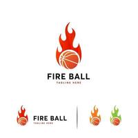 modello di disegni di logo di palla da basket di fuoco, modello di logo di colpo caldo vettore