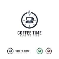 modello di disegni di logo di tempo del caffè, modello di logo di bevande vettore