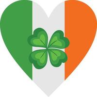 cuore bandiera di Irlanda con trifoglio vettore