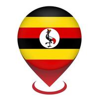puntatore mappa con paese uganda. bandiera dell'Uganda. illustrazione vettoriale. vettore