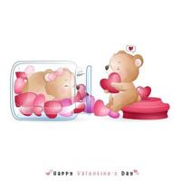 simpatico orso doodle per San Valentino vettore