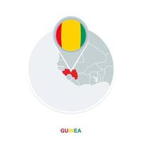 Guinea carta geografica e bandiera, vettore carta geografica icona con evidenziato Guinea