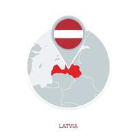 Lettonia carta geografica e bandiera, vettore carta geografica icona con evidenziato Lettonia