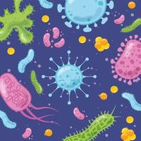 batteri e virus pattern di sfondo vettore