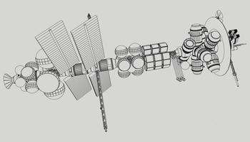 lineart dall'astronave vettore