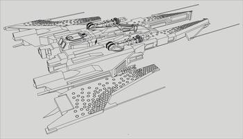 lineart dall'astronave vettore