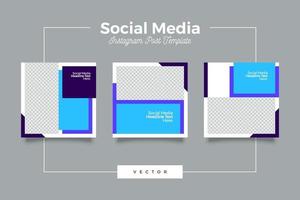 modello di post sui social media blu minimalista vettore