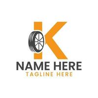 lettera K pneumatico logo per auto riparazione settore automobilistico il motore logo design vettore modello