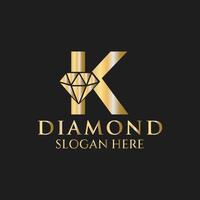 lettera K diamante logo design. gioielleria logo con diamante icona vettore modello