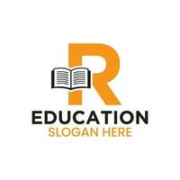 lettera r formazione scolastica logo concetto con Aperto libro icona modello vettore