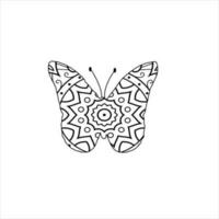 vettore carino farfalla mandala colorazione pagina