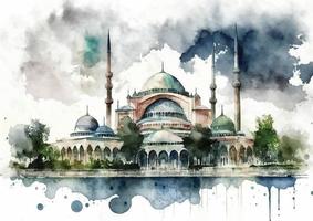 selimiye moschea un' mozzafiato acquerello vettore design