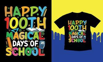 100 giorni di scuola 100 giorni di magico, maglietta design vettore per Stampa su domanda, tipografia t camicia design