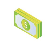 isometrico stile icona di dollaro denaro contante isolato su bianca sfondo vettore