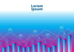 sfondo grafico finanziario con grafico a linee nel mercato azionario ultravioletto vettore