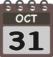 piatto icona calendario 31st ottobre isolato su buio Marrone sfondo. vettore illustrazione. Halloween giorno. 31 ottobre vettore. gratuito vettore.