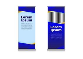 business roll up standee design banner astratto sfondo blu oro vettore