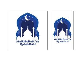 marhaban ya Ramadan saluto, in forma per sociale media storia e alimentazione bandiera vettore