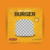 hamburger sociale media bandiera modello, cibo sociale media inviare modello design. vettore