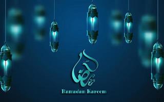 ramadan appeso lanterne lucide poster diverse lampade incandescenti vettore