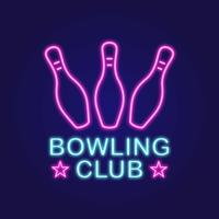 Vettore al neon del club di bowling