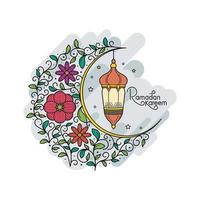 Ramadan kareem islamico saluto carta con linea arte design vettore illustrazione