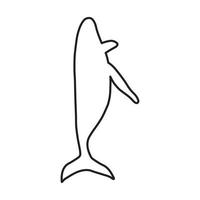balena, nero linea silhouette oceano animale. vita marina nel scandinavo stile su un' bianca sfondo. grande per manifesto, carta, abbigliamento Stampa. vettore illustrazione