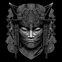 giapponese samurai maschera o menpo, era un' cruciale pezzo di armatura logoro di samurai guerrieri. fatto di metallo o pelle vettore