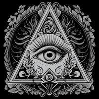 occhio nel triangolo forma è un' simbolo quello rappresenta diverso significati attraverso culture e credenze, a partire dal spirituale illuminismo per cospirazione teorie vettore