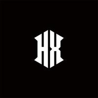 hx logo monogramma con scudo forma disegni modello vettore