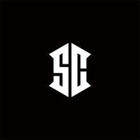 sc logo monogramma con scudo forma disegni modello vettore