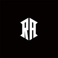 RA logo monogramma con scudo forma disegni modello vettore