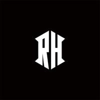 rh logo monogramma con scudo forma disegni modello vettore