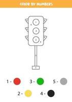 semafori dei cartoni animati a colori in base ai numeri. foglio di lavoro di trasporto. vettore