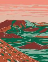 alibates flint quarries national monument mostra red bluffs canyon rims and mesas near fritch texas, wpa poster art vettore