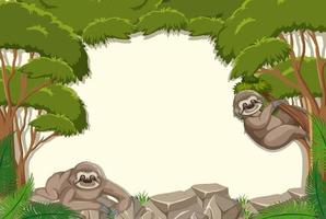 sfondo vuoto con bradipo nella scena della foresta vettore