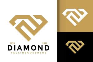 lettera n diamante gemme logo vettore