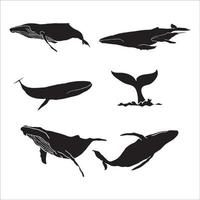 balena silhouette mano disegnato collezione vettore
