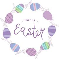 Pasqua festivo ghirlanda di vario uova e viola rami vettore