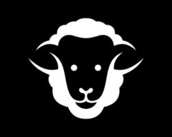 pecora agnello montone bestiame bestiame domestico animale ritratto negativo minimo piatto vettore logo design