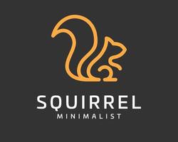 scoiattolo scoiattolo coda piatto linea arte lineare schema semplice minimalista portafortuna vettore logo design
